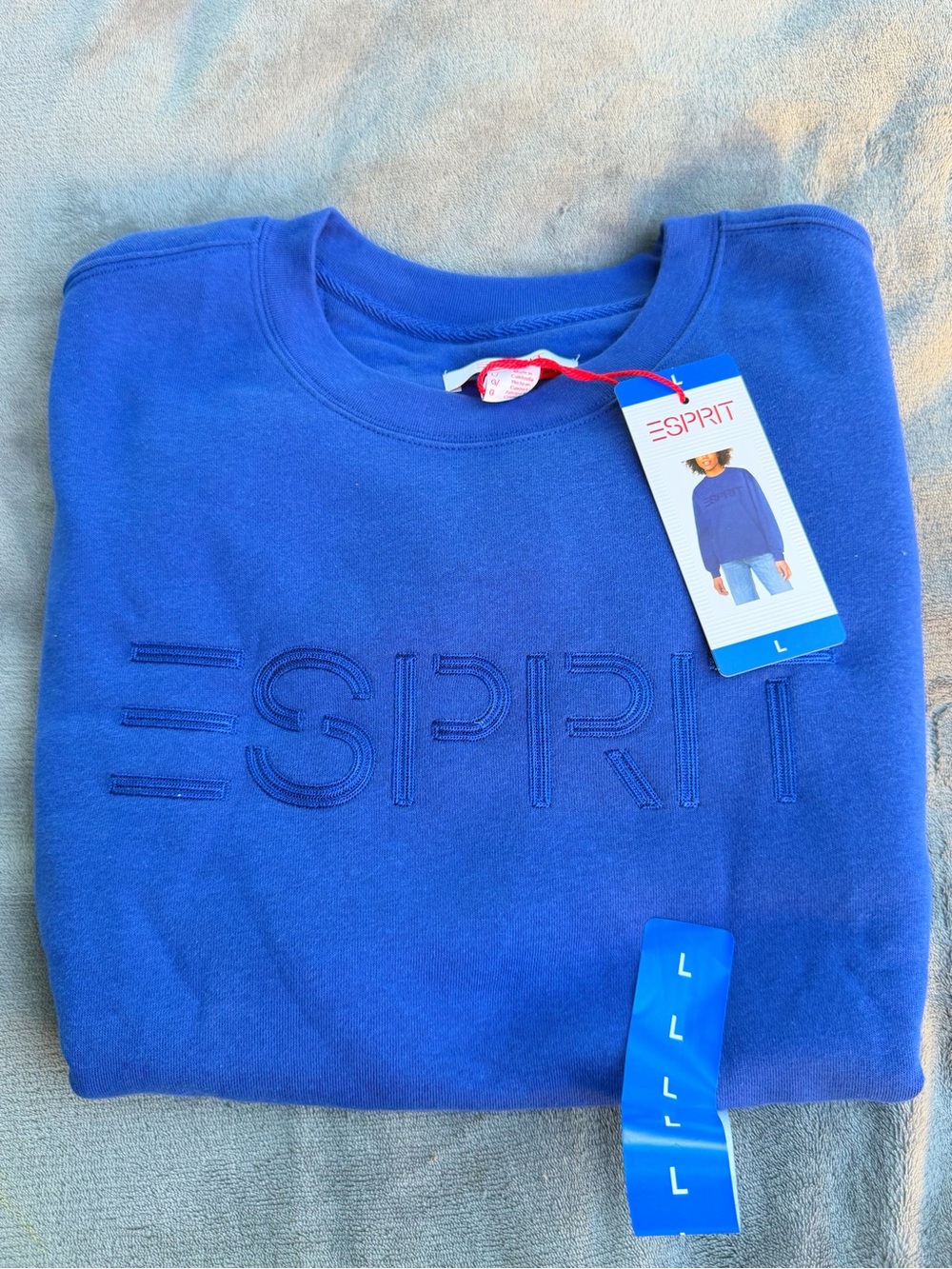Vintage Esprit Crewneck Sweatshirt 3 Pack L White Green Blue Retro Logo NWT Y2K - Picture 5 of 5